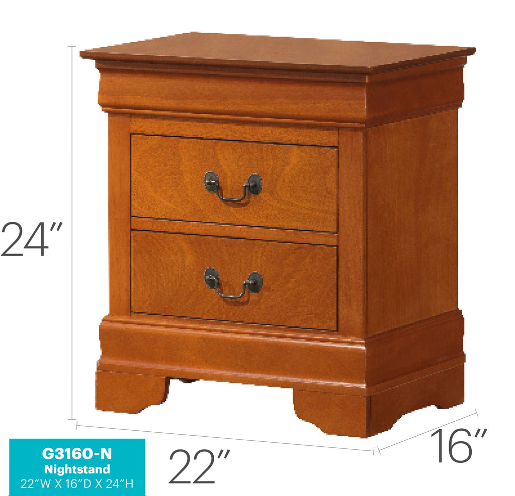 Louis Phillipe Wood Nightstand with Storage Drawers - Multiple Colors