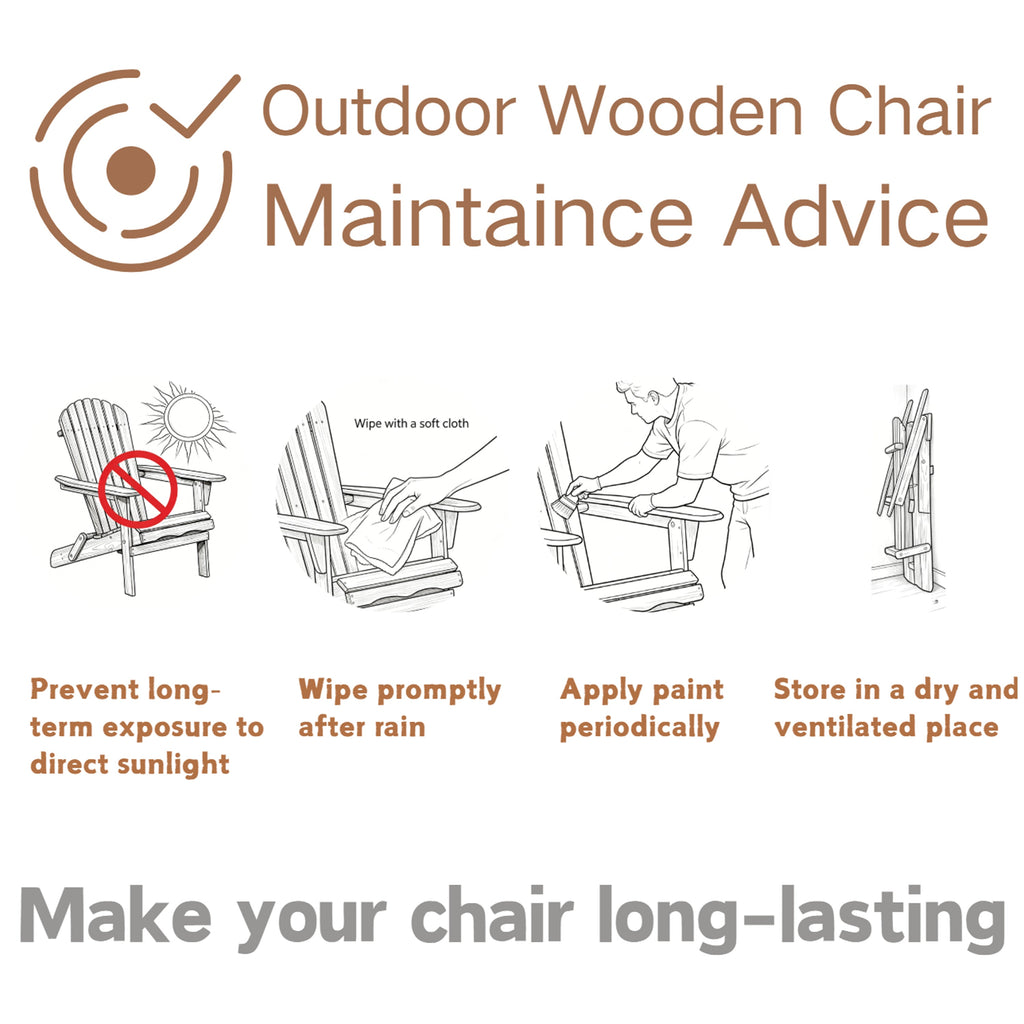 Outdoor Wooden Folding Adirondack Chair Set of 2