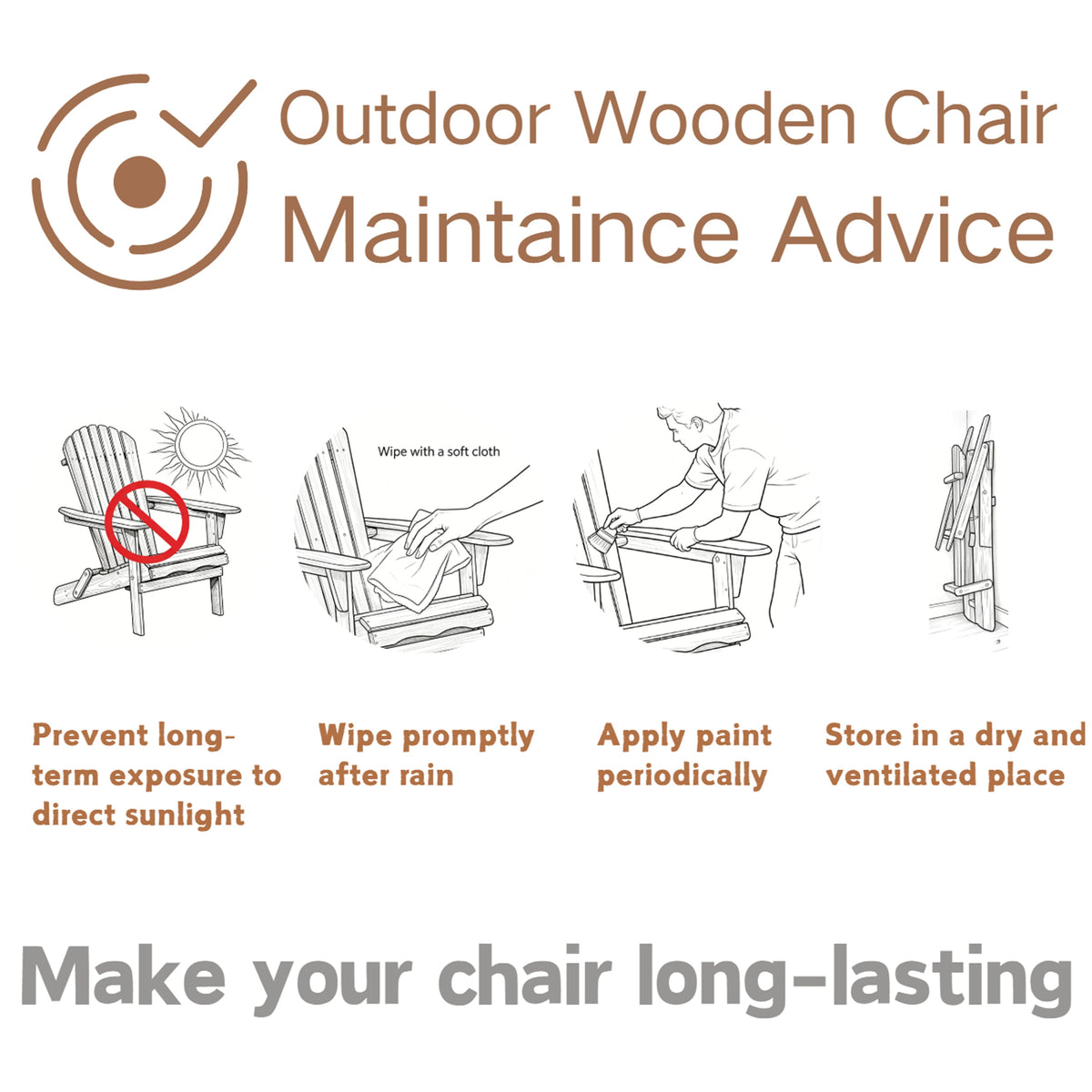 Outdoor Wooden Folding Adirondack Chair Set of 2