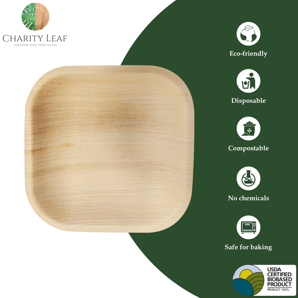 4" Inch Square Natural Disposable Bamboo Plate