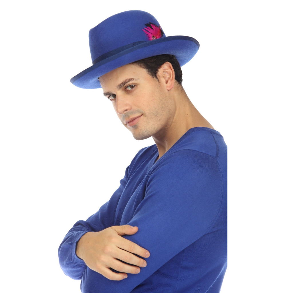 Ferrecci Royal Blue Wool Felt Godfather Fedora Hat