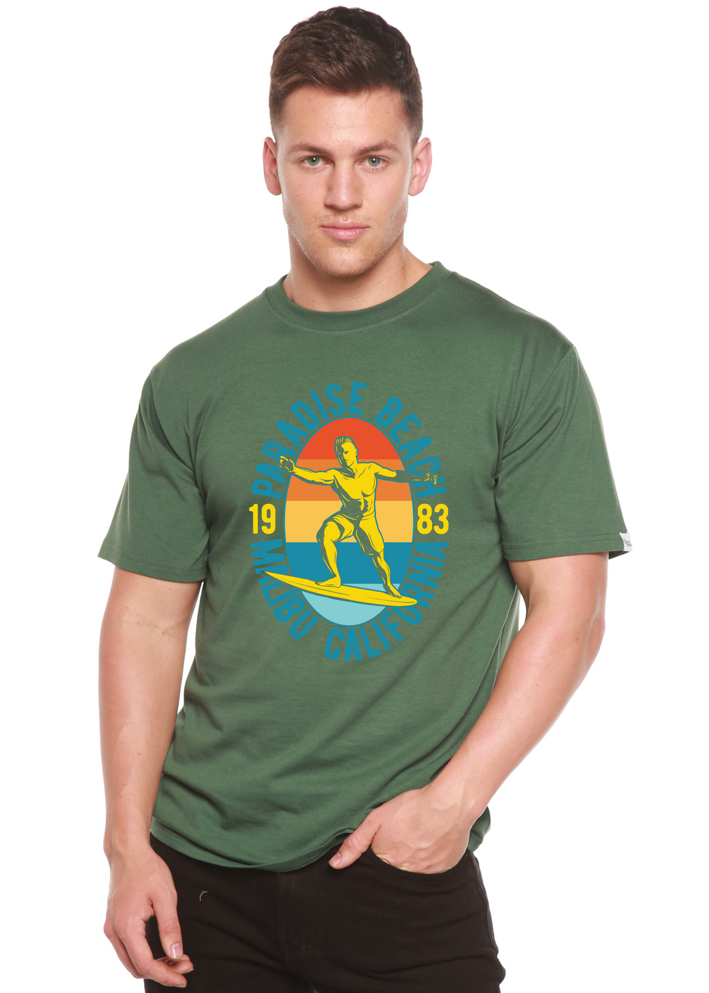 Paradise Beach 1983 Men's Bamboo Viscose/Organic Cotton Short Sleeve Graphic T-Shirt