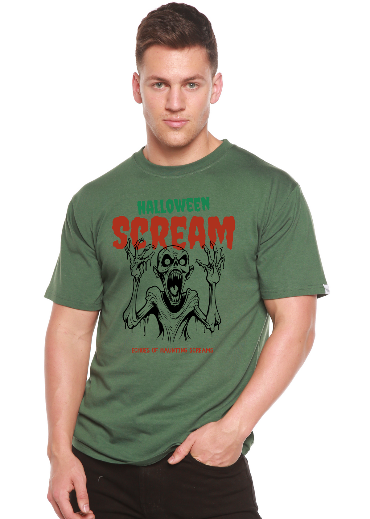 Halloween Scream Men's Bamboo Viscose/Organic Cotton Short Sleeve Graphic T-Shirt