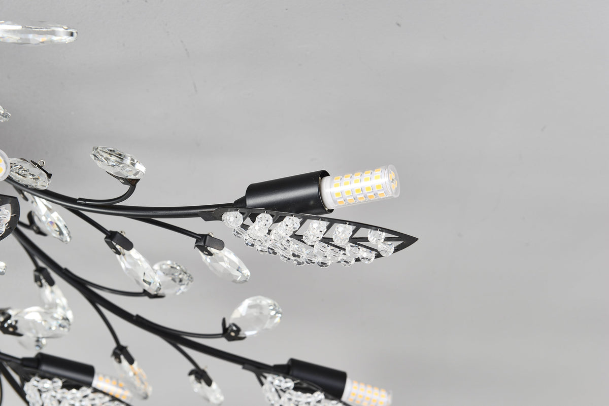 15-Light Chandelier with Crystal Accents - Matte Black