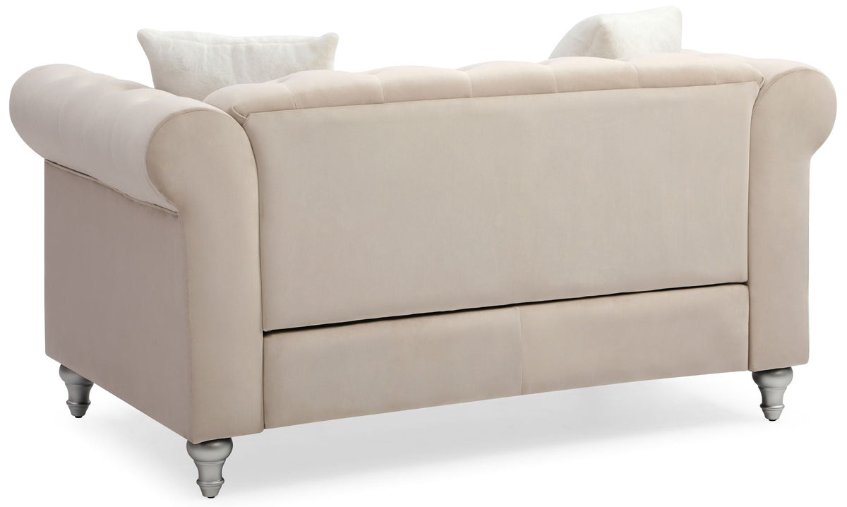 Contemporary Loveseat with Jeweled Tufted Design - Multiple Colors
