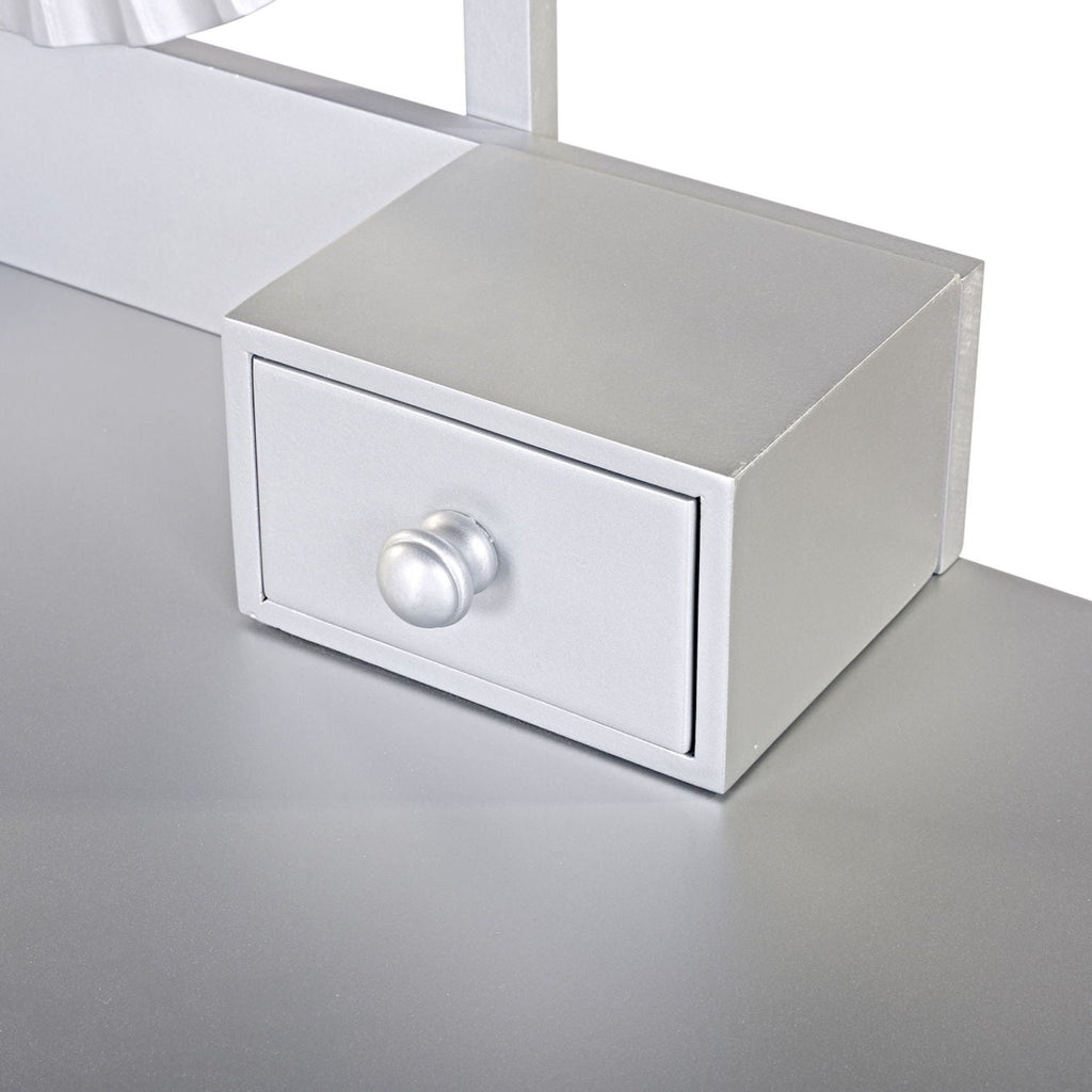 Luxury Vanity Desk with Height Adjustable Mirror - Silver