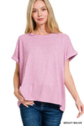 Zenana Soft Melange Hacci Short Sleeve Round Neck Top