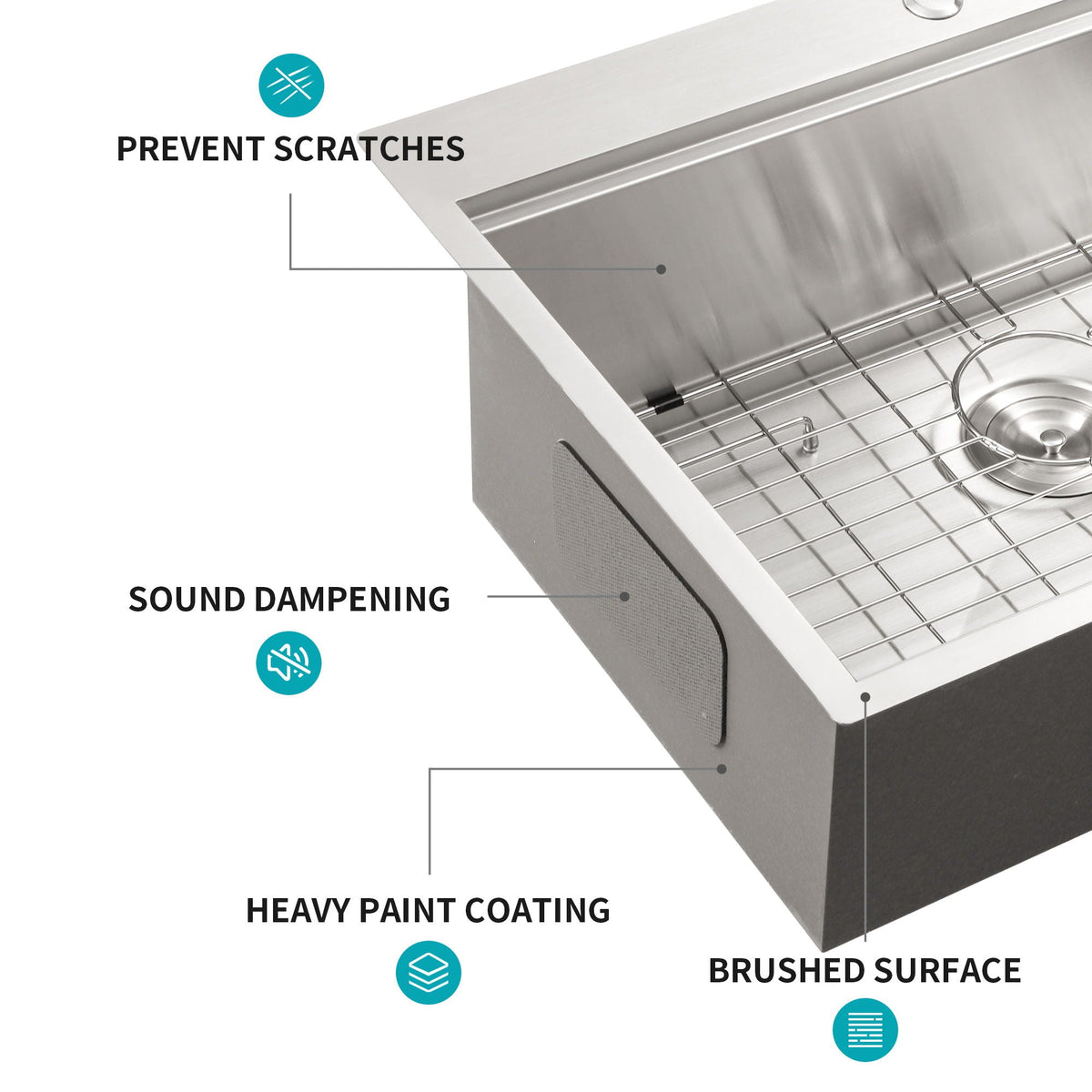 Stainless Steel Drop In Kitchen Sink with Workstation - Gray or Gold