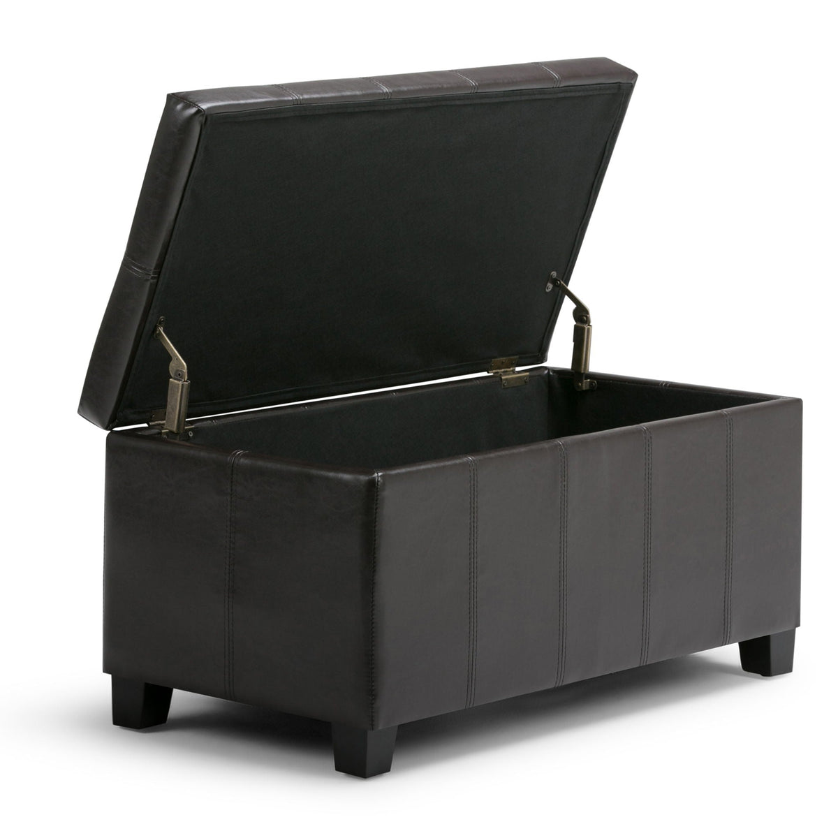 Multifunctional Storage Ottoman Bench with Safety Hinge - Dark Brown or Black