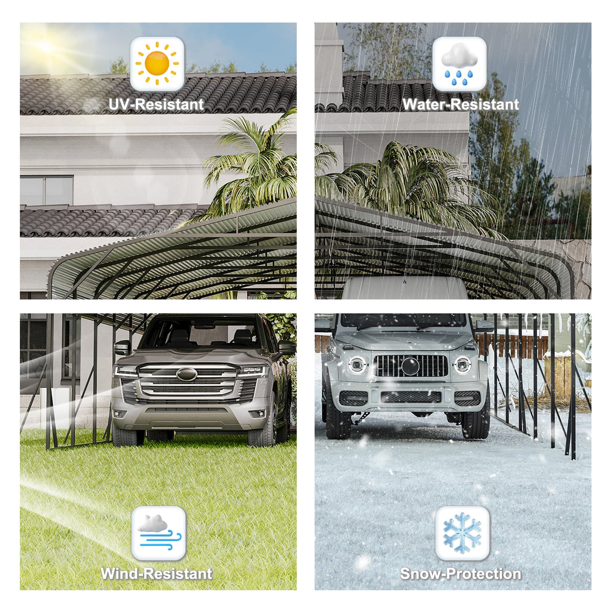 Heavy Duty Carport Canopy 20'X30' with Galvanized Steel Roof - Steel