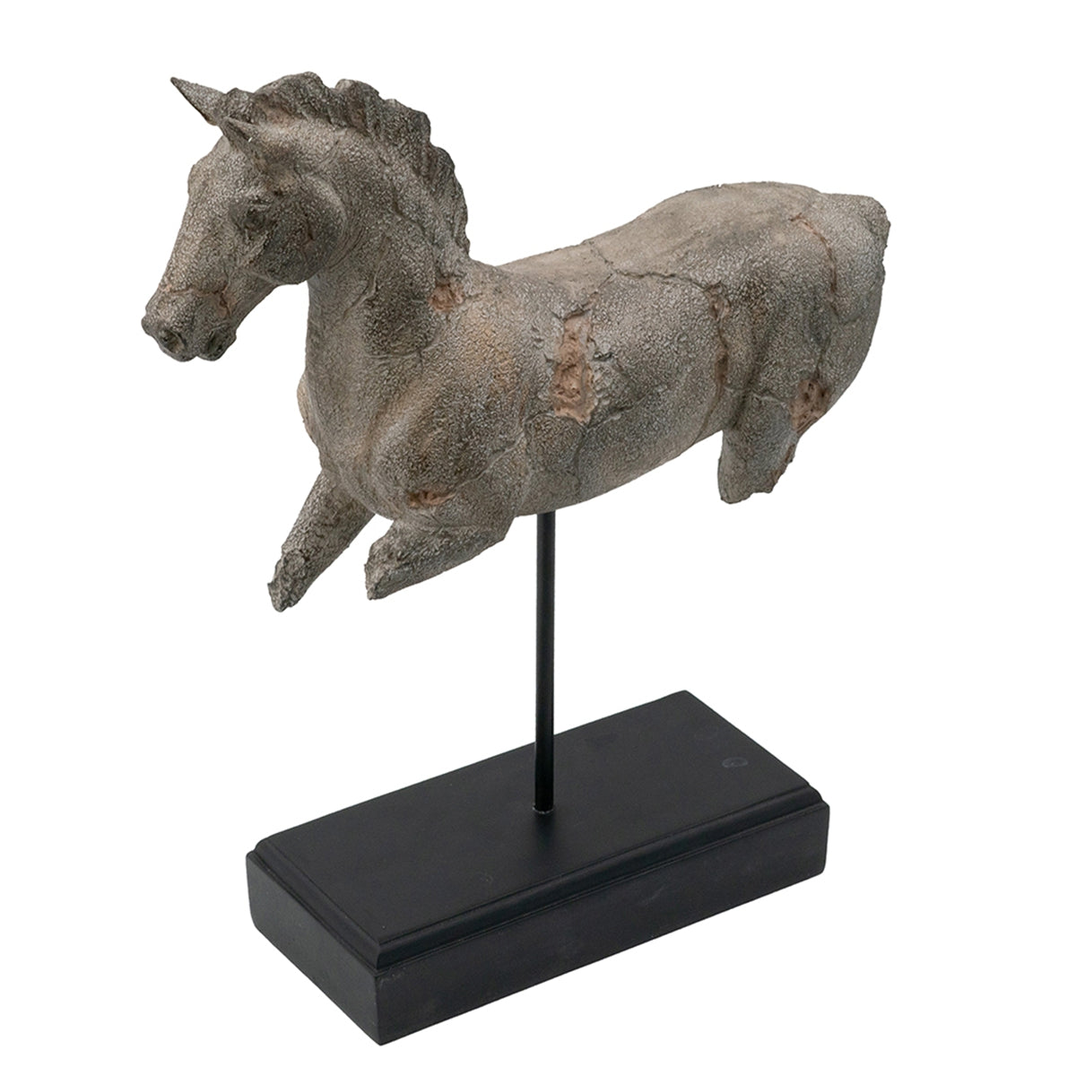 Antique Horse Statue On Stand with Iron Base - Gray