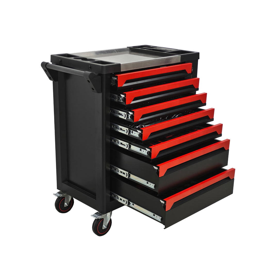 7 Drawer Rolling Tool Chest with 258-Piece Tool Set - Carbon Steel