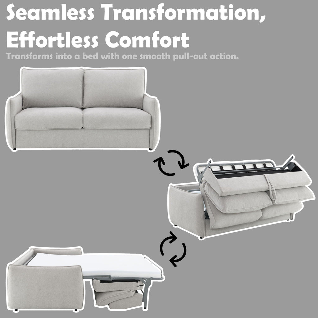 Beige Sleeper Sofa with Memory Foam Mattress