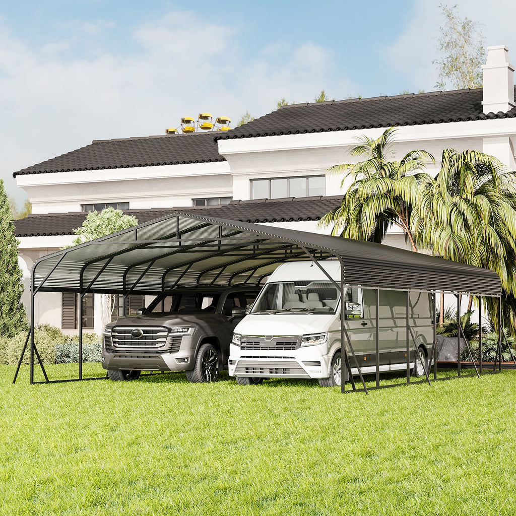 Heavy Duty Carport Canopy 20'X30' with Galvanized Steel Roof - Steel