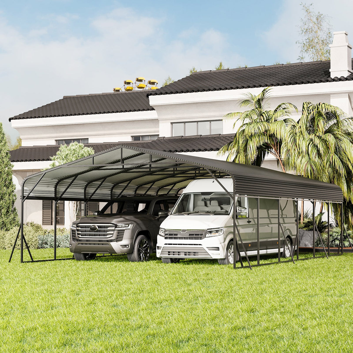 Heavy Duty Carport Canopy 20'X30' with Galvanized Steel Roof - Steel