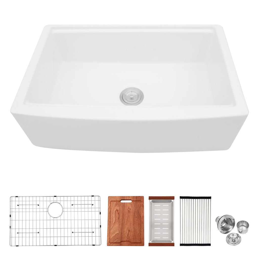Classic Ceramic Farmhouse Sink Workstation Single Bowl With Durable Finish