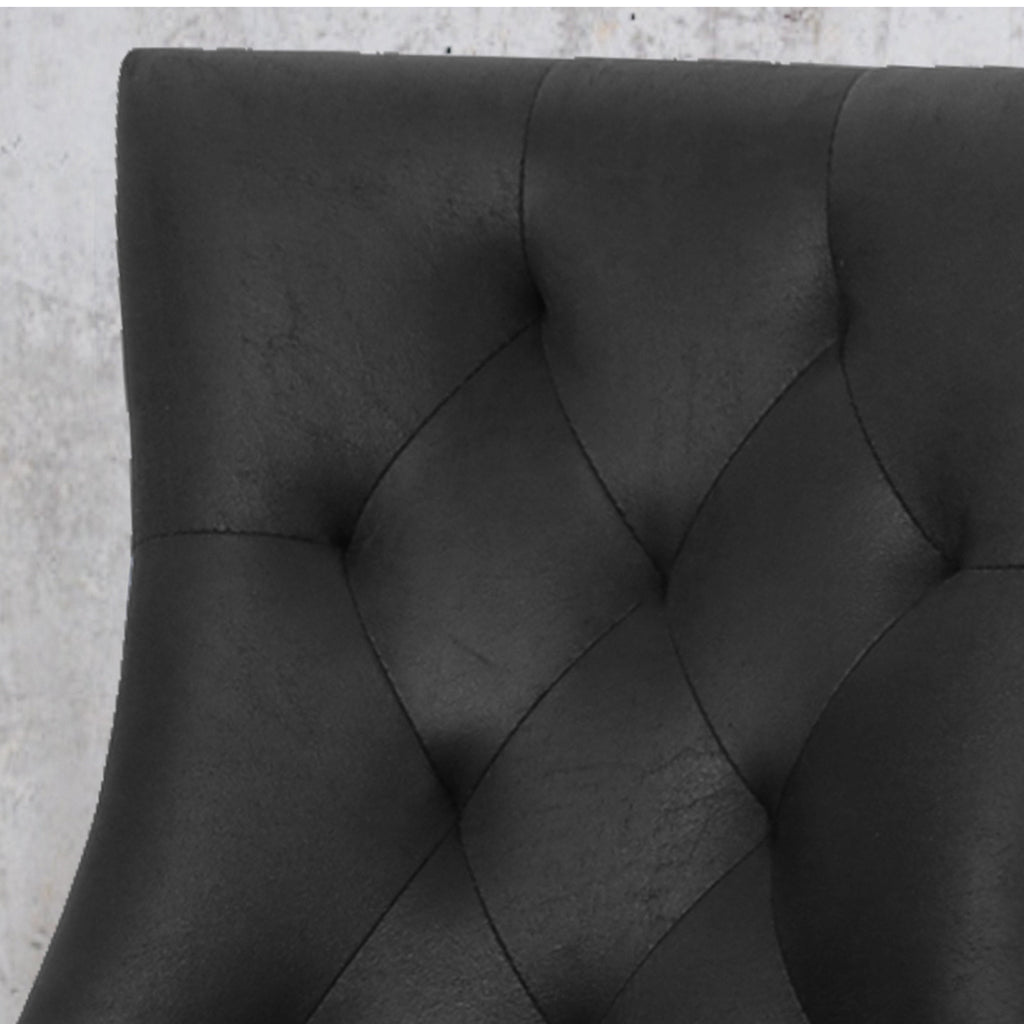 Black Microfiber Dining Chair Set of 2 with Tufted Backrest - Cheney