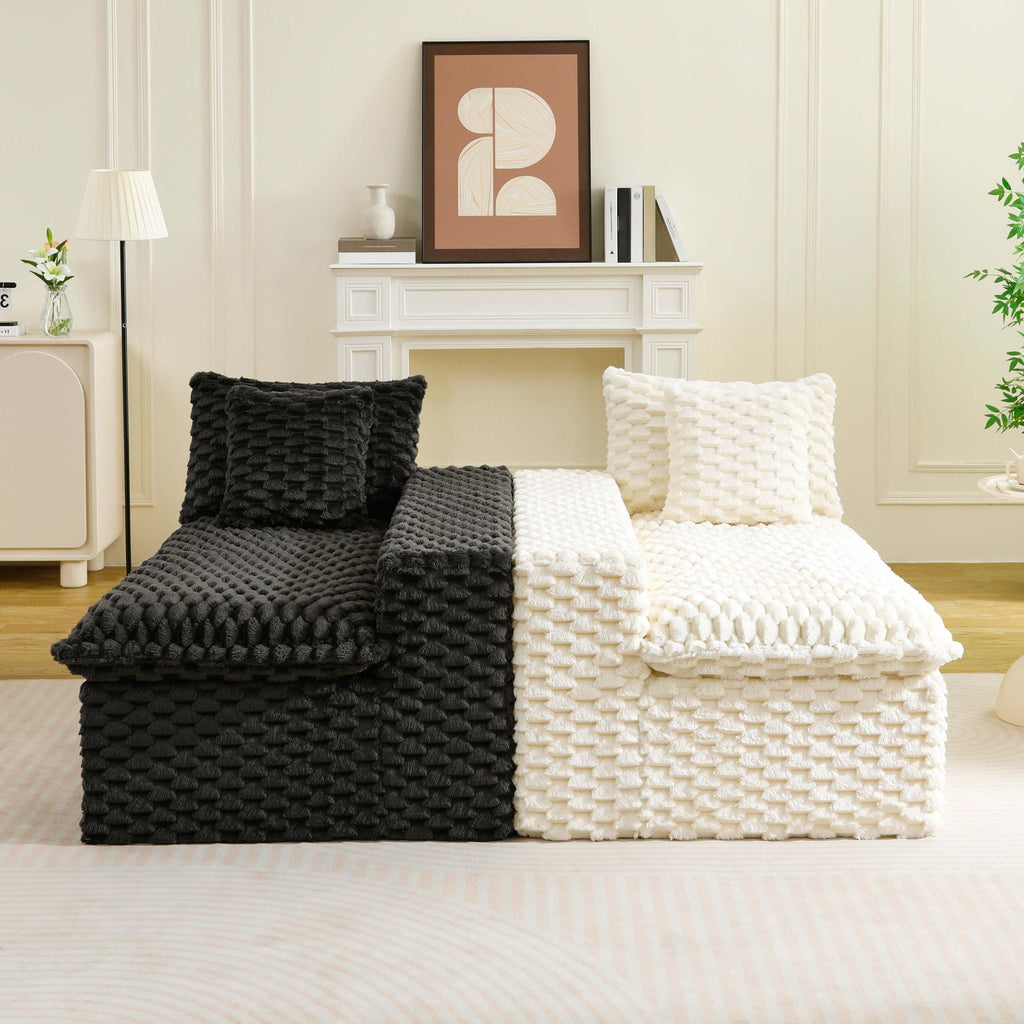 Luxury Multifunctional Sofa for Living Room with Adjustable Layout - Black, Dark Green, White, Pink