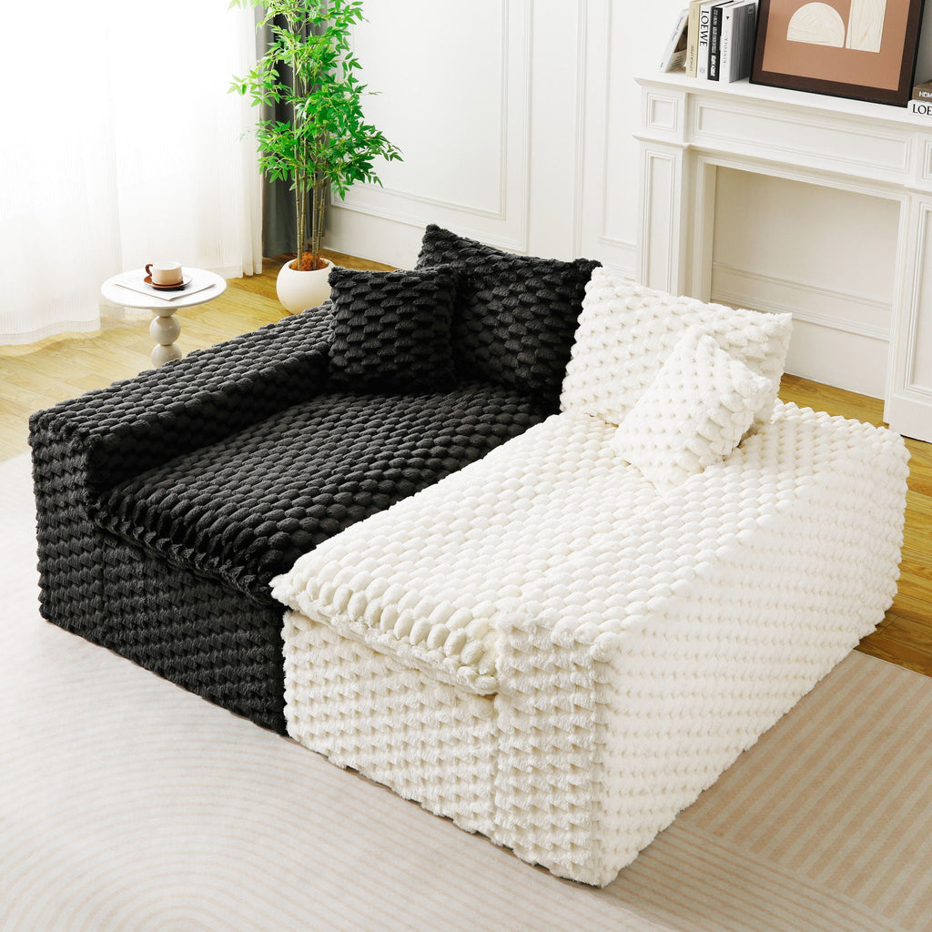 Luxury Multifunctional Sofa for Living Room with Adjustable Layout - Black, Dark Green, White, Pink