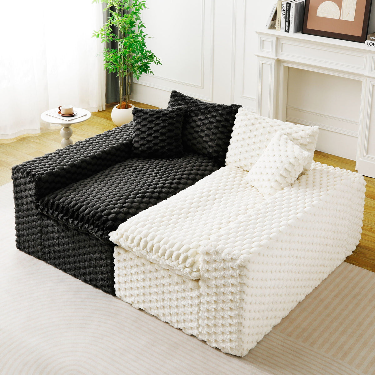 Luxury Multifunctional Sofa for Living Room with Adjustable Layout - Black, Dark Green, White, Pink