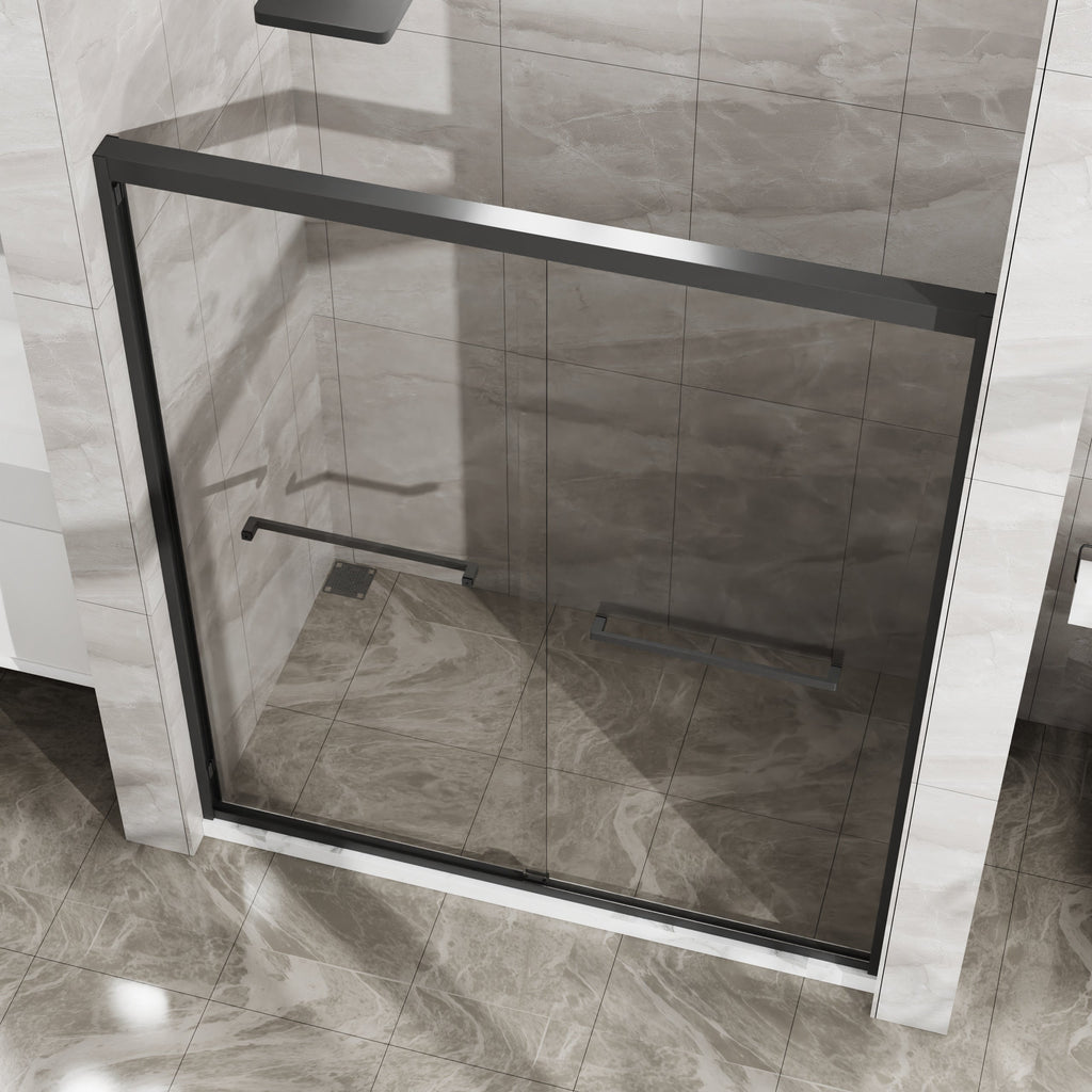 Double Sliding Glass Shower Door with Dual-Direction Opening - Clear Glass