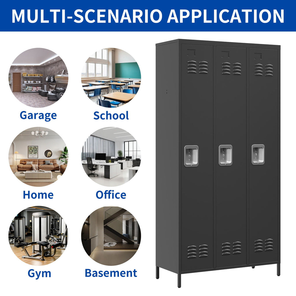 Storage Locker Cabinet With Locks For Employees, Home Gym Office School Garage - Black