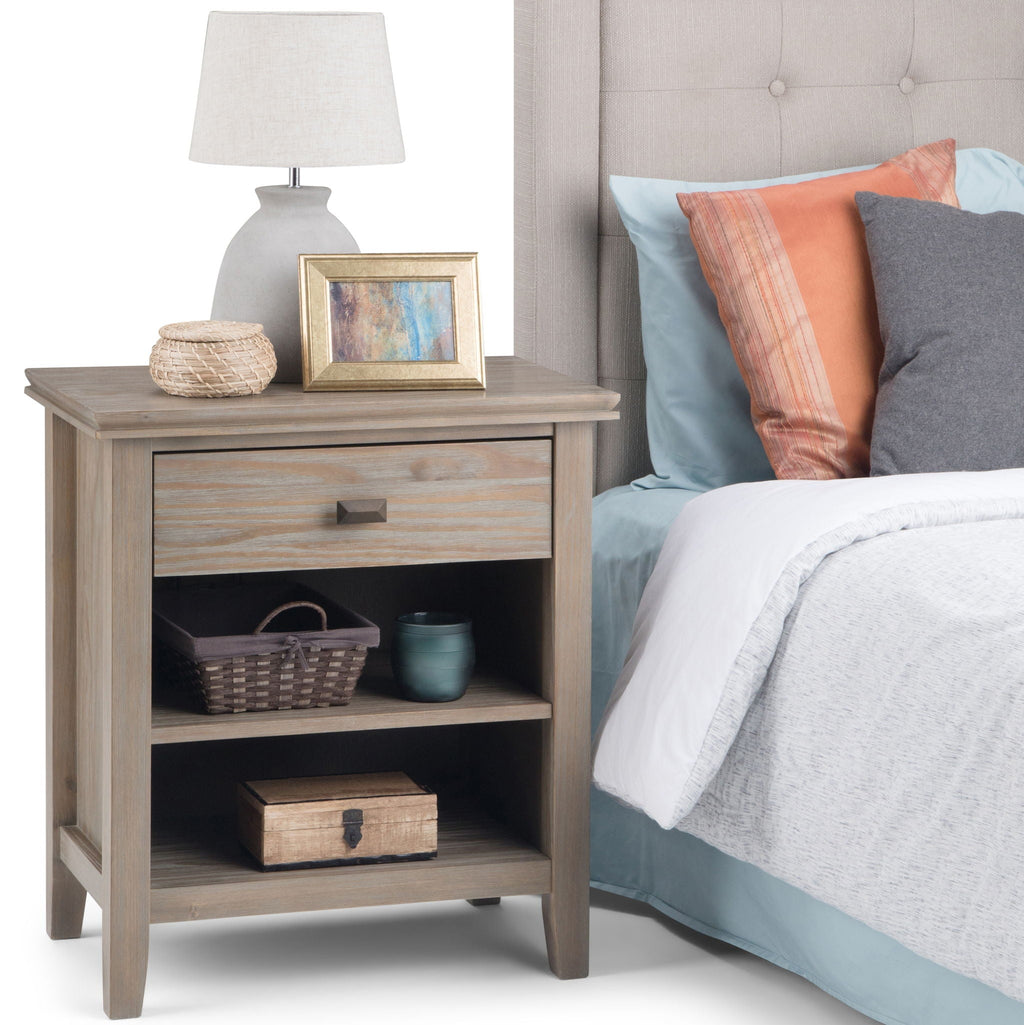 Handcrafted Bedside Table with Drawer and Shelf - Multiple Colors