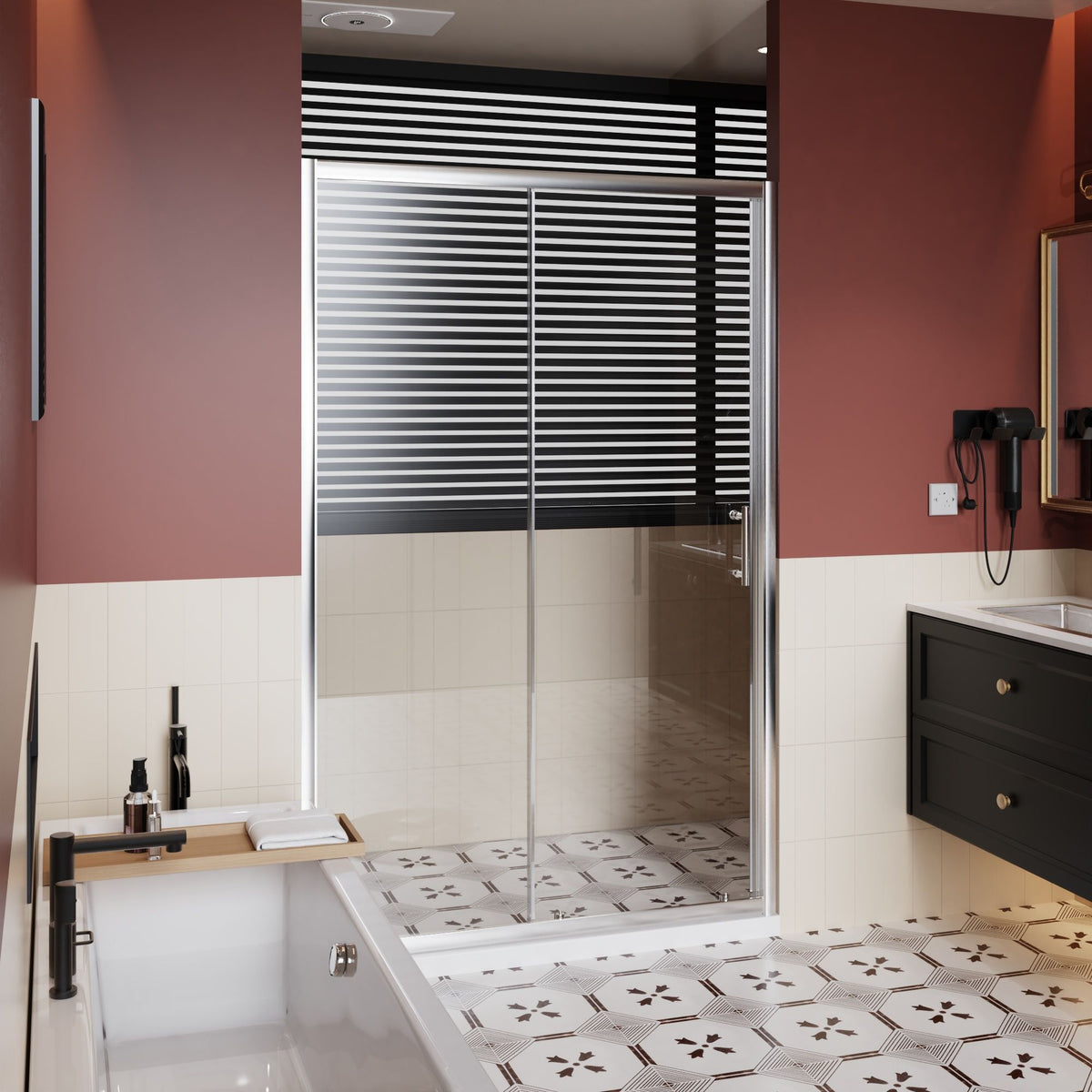 Single Sliding Shower Door With Handle - Chrome