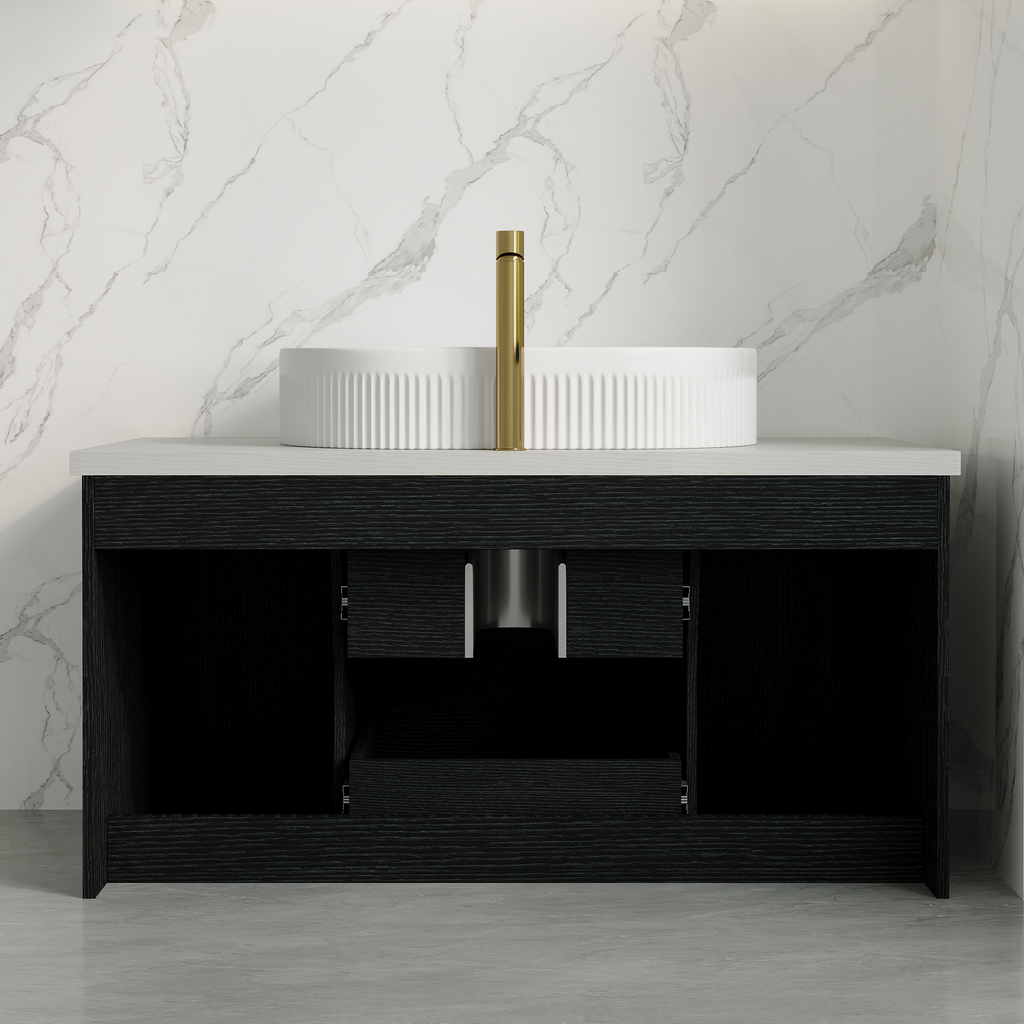 Modern Floating Bathroom Vanity with Ceramic Sink - 39.4 Inch