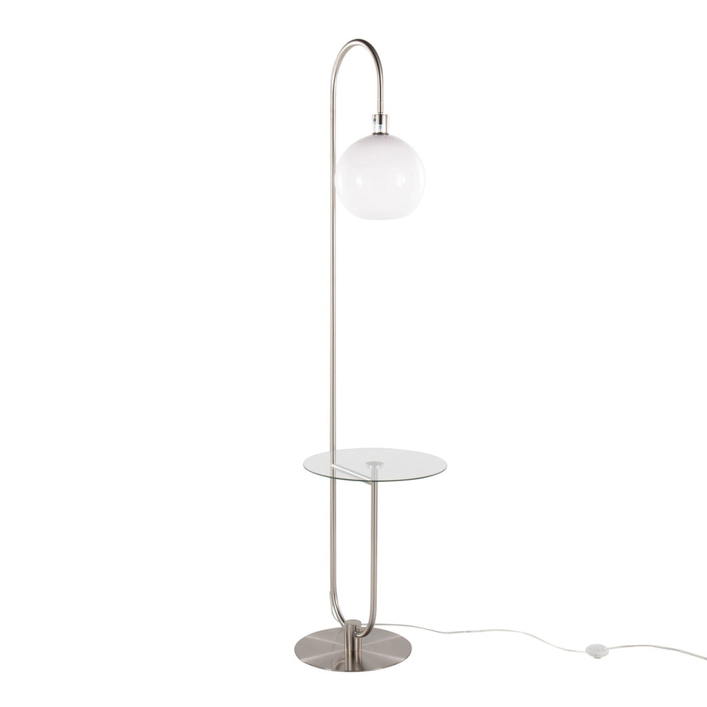 Contemporary Floor Lamp with Tempered Glass Table - Gray