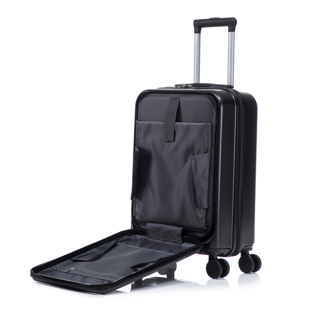 ABS Spinner Wheel Luggage Set with Cosmetic Case - Black