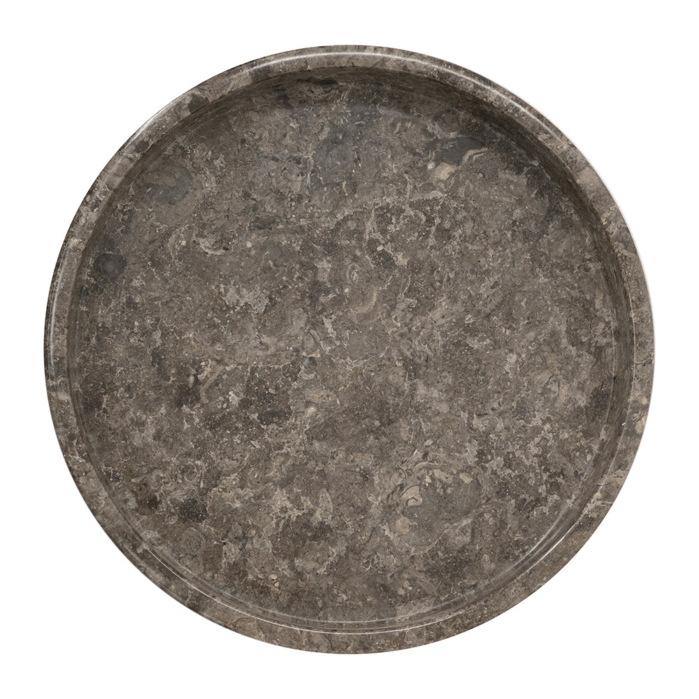 Marble Pedestal Plate with Sturdy Base - Gray