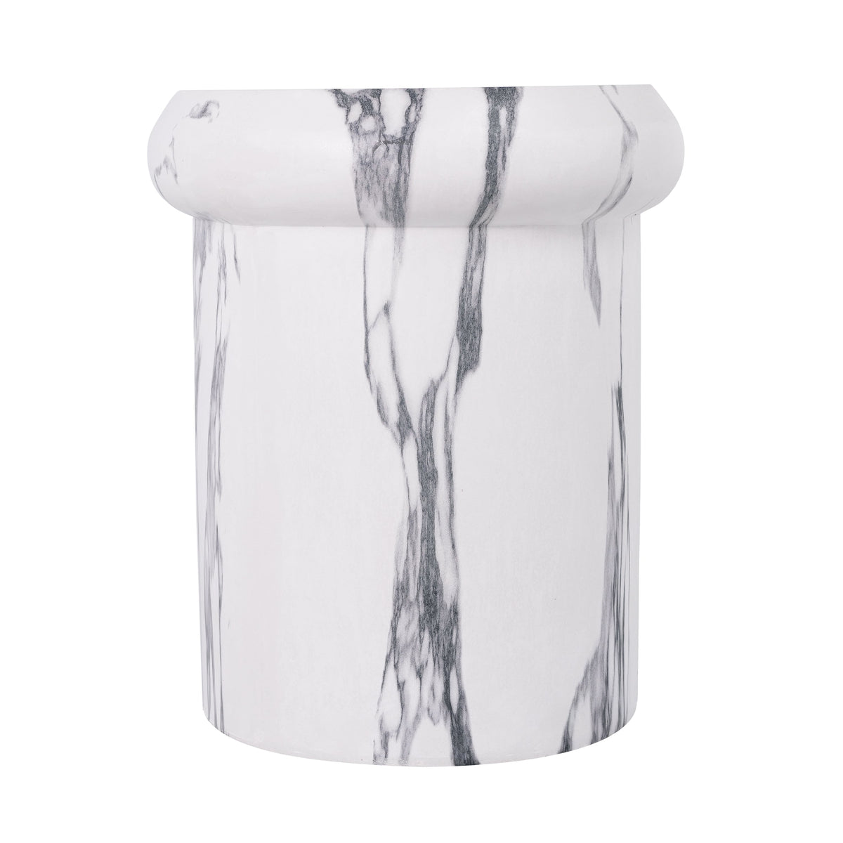 Sculptural MGO Side Table with Weather-Resistant Finish - 18.11"H