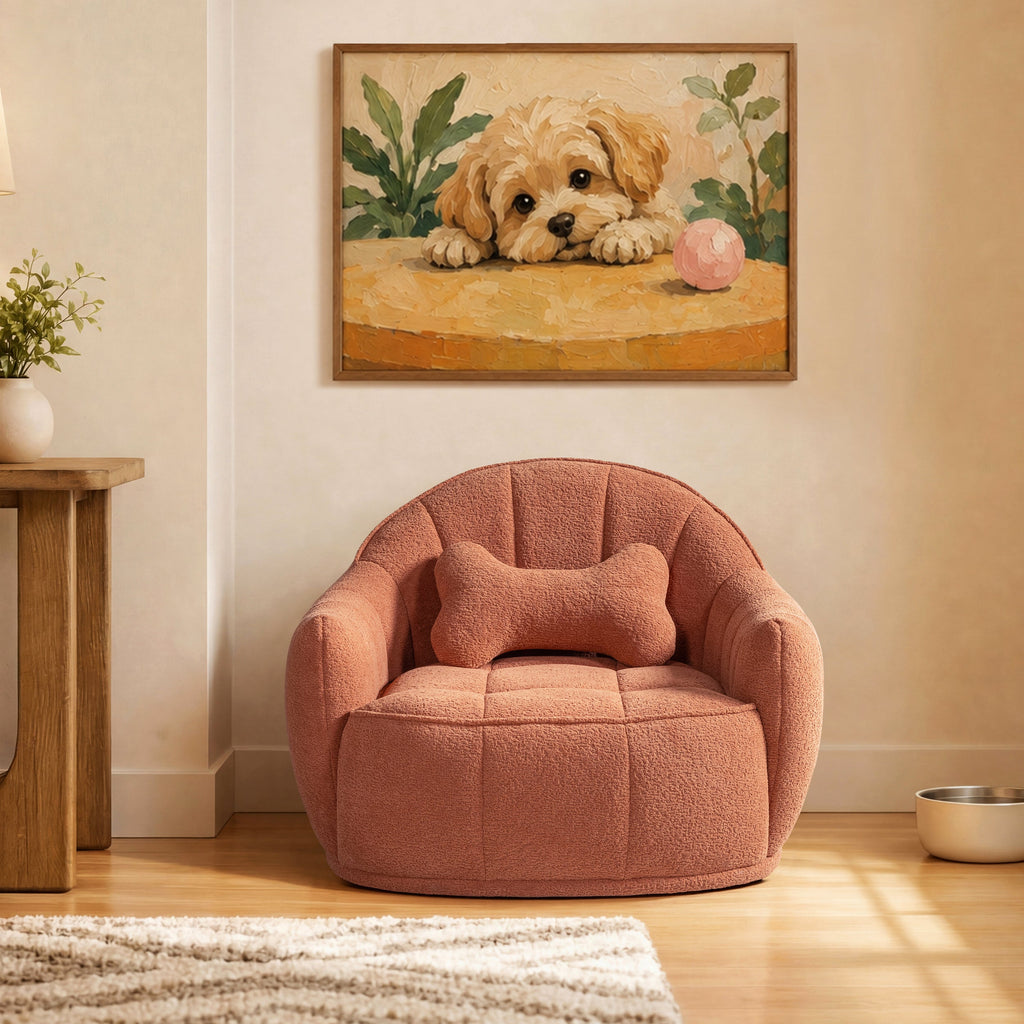 Louie 30.5" Modern Dog Sofa Bed with Bone Pillow - Medium, Spice
