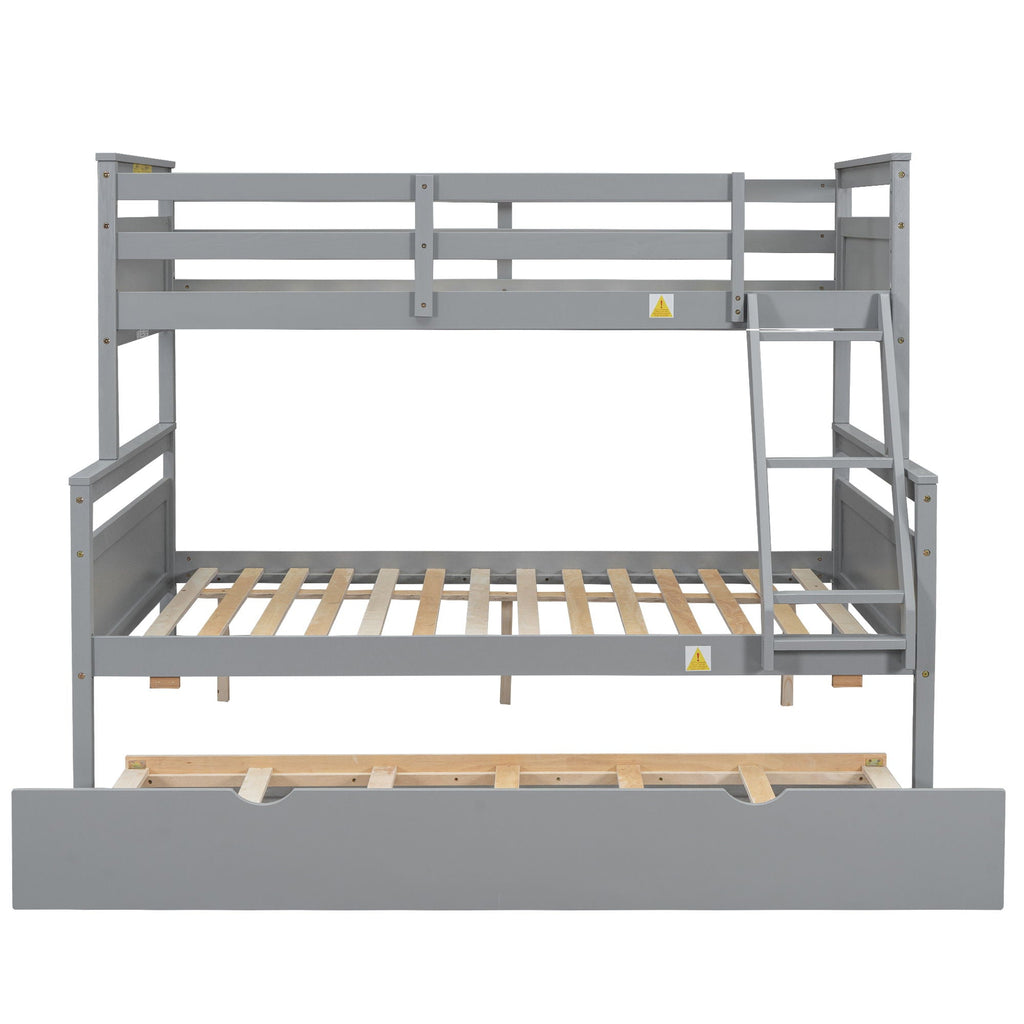 Twin Over Full Bunk Bed with Ladder and Storage Options - White or Dark Gray