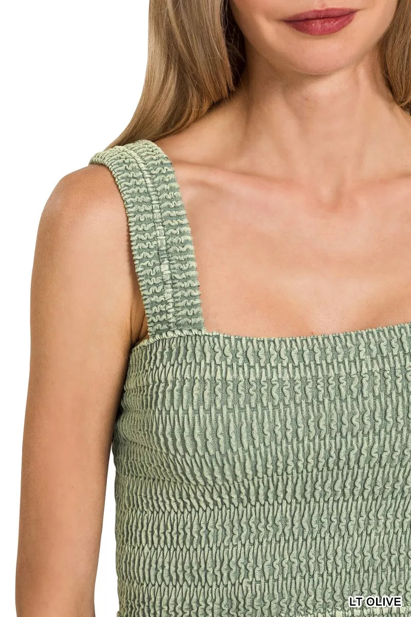 Zenana Seamless Winkle Stone Washed Bra Top
