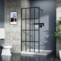 Black Shower Door Walk with Tempered Glass Panel - 34" x 72"