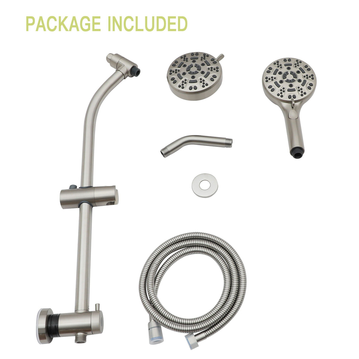 Multi Function Dual Shower Head System With 4.7" Rain Showerhead, 8 Function Hand Shower, Adjustable Slide Bar