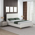 Valery King Size Bed Frame with Tufted Upholstery - White Boucle