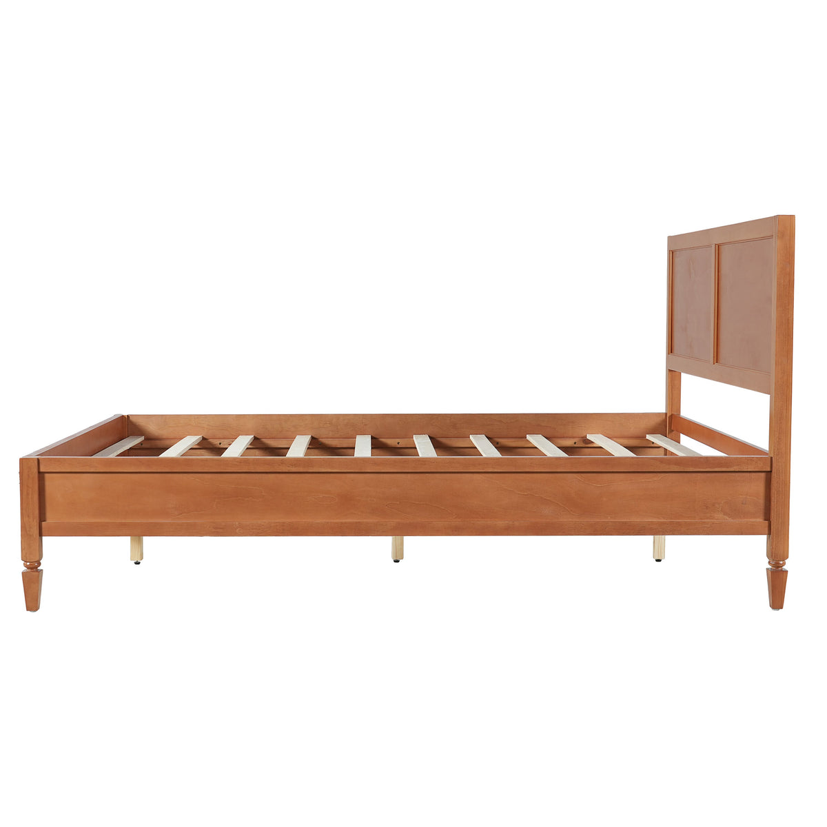 King Size Wood Platform Bed Frame with Classic Headboard - Brown or Natural