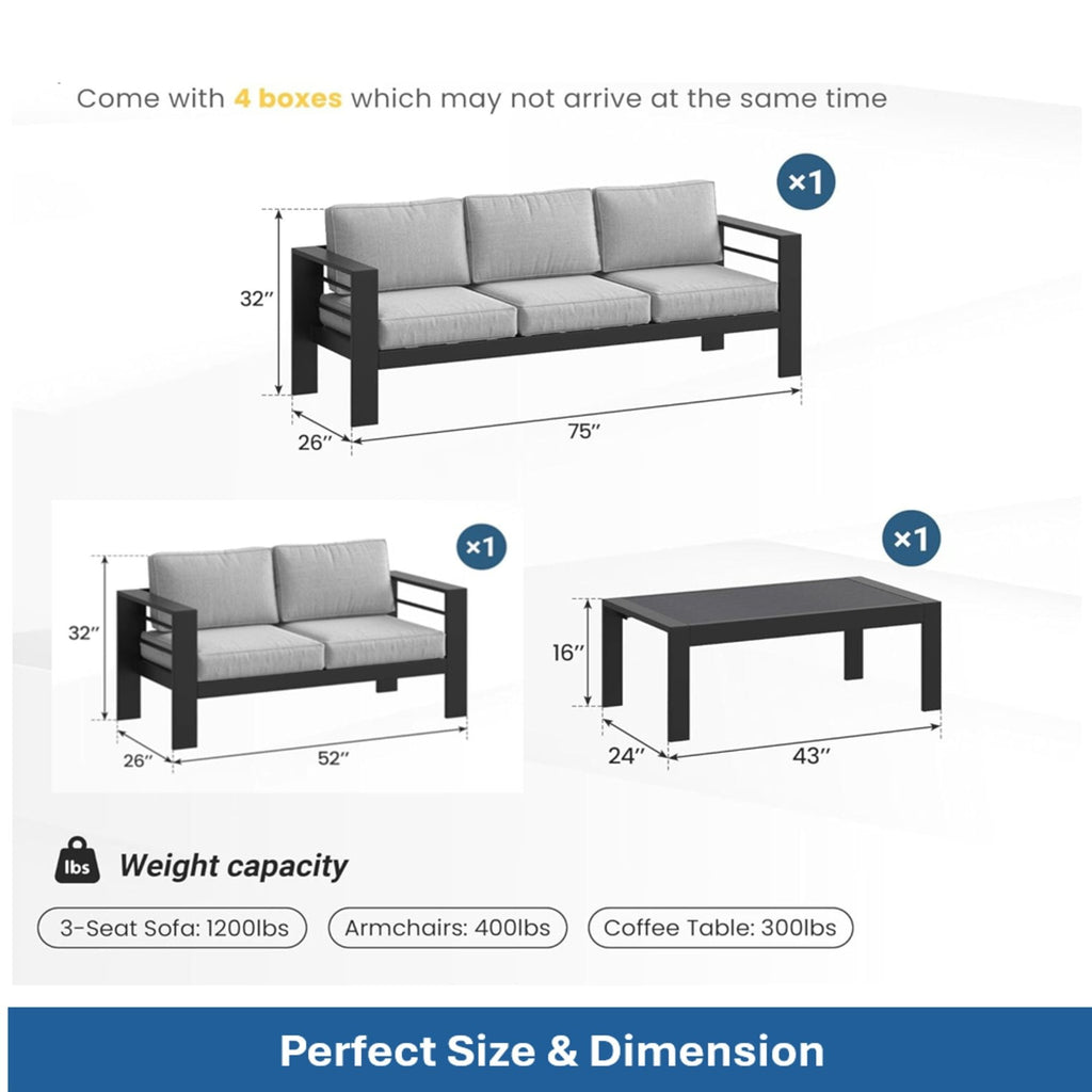 All-Weather Outdoor Patio Set with Thick Cushions - Multiple Colors