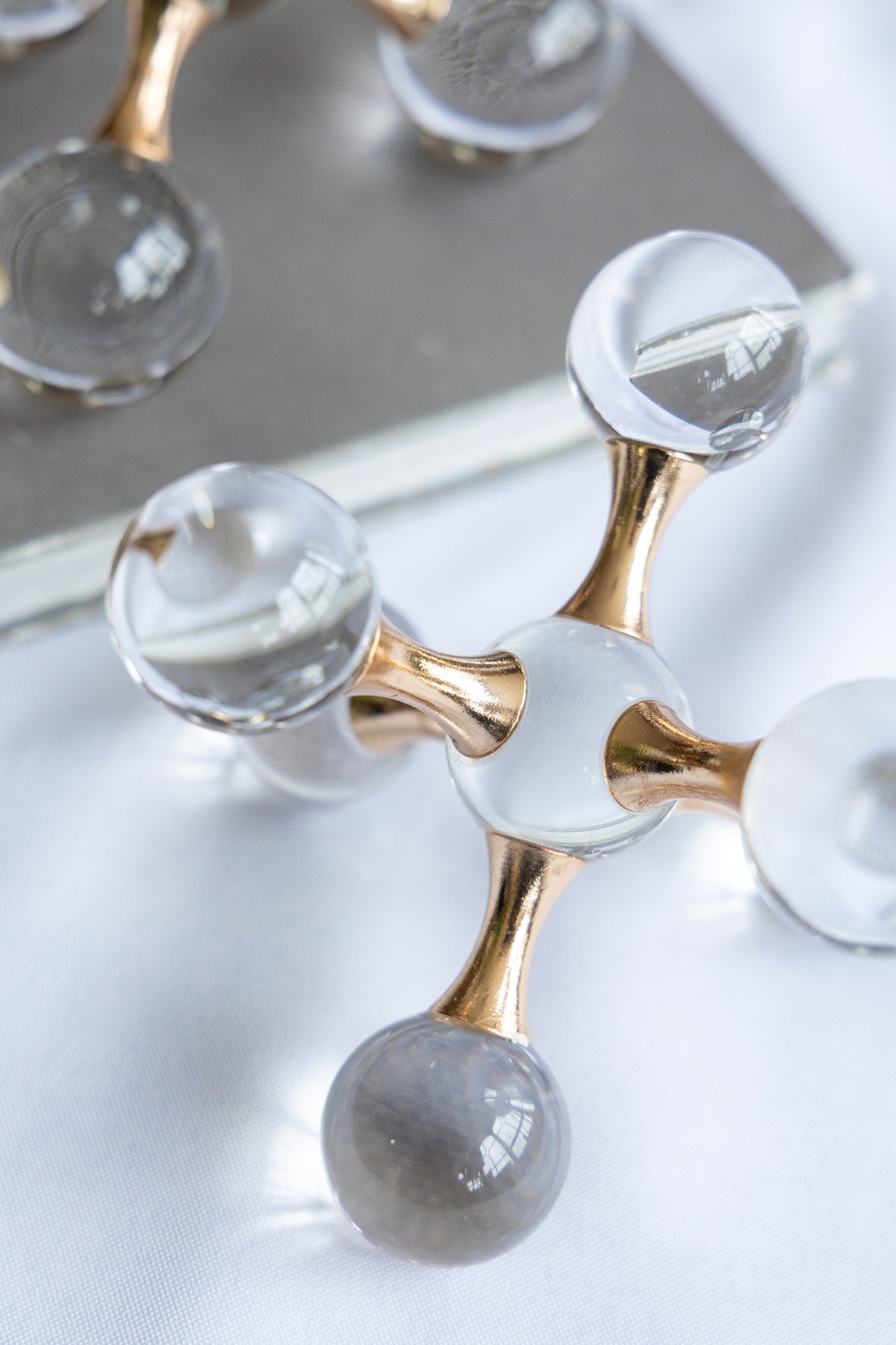 Clear and Gold Decorative Sculpture with Contemporary Design - Clear