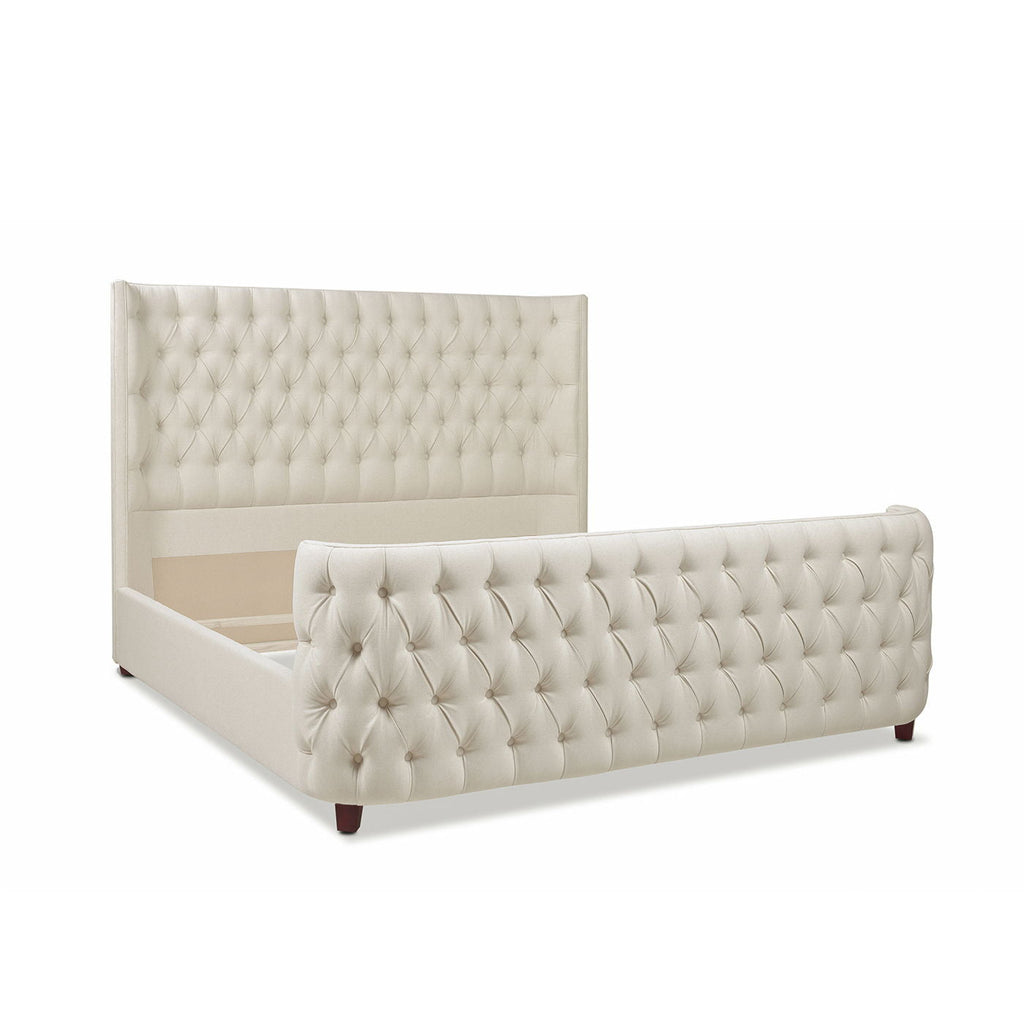 Tufted Panel Bed with Wingback Headboard and Footboard - Multiple Colors