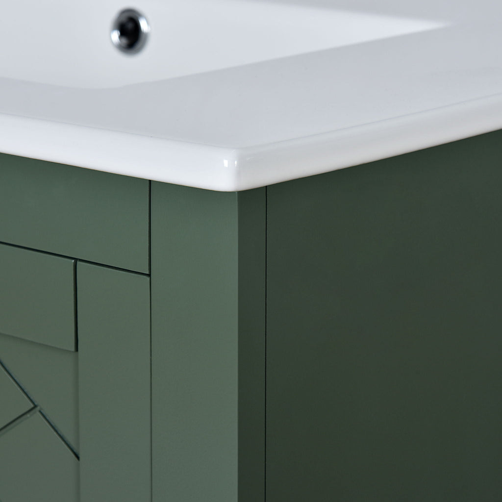 Ceramic Sink Vanity Combo with 3 Drawers and Soft Closing Doors - 30"