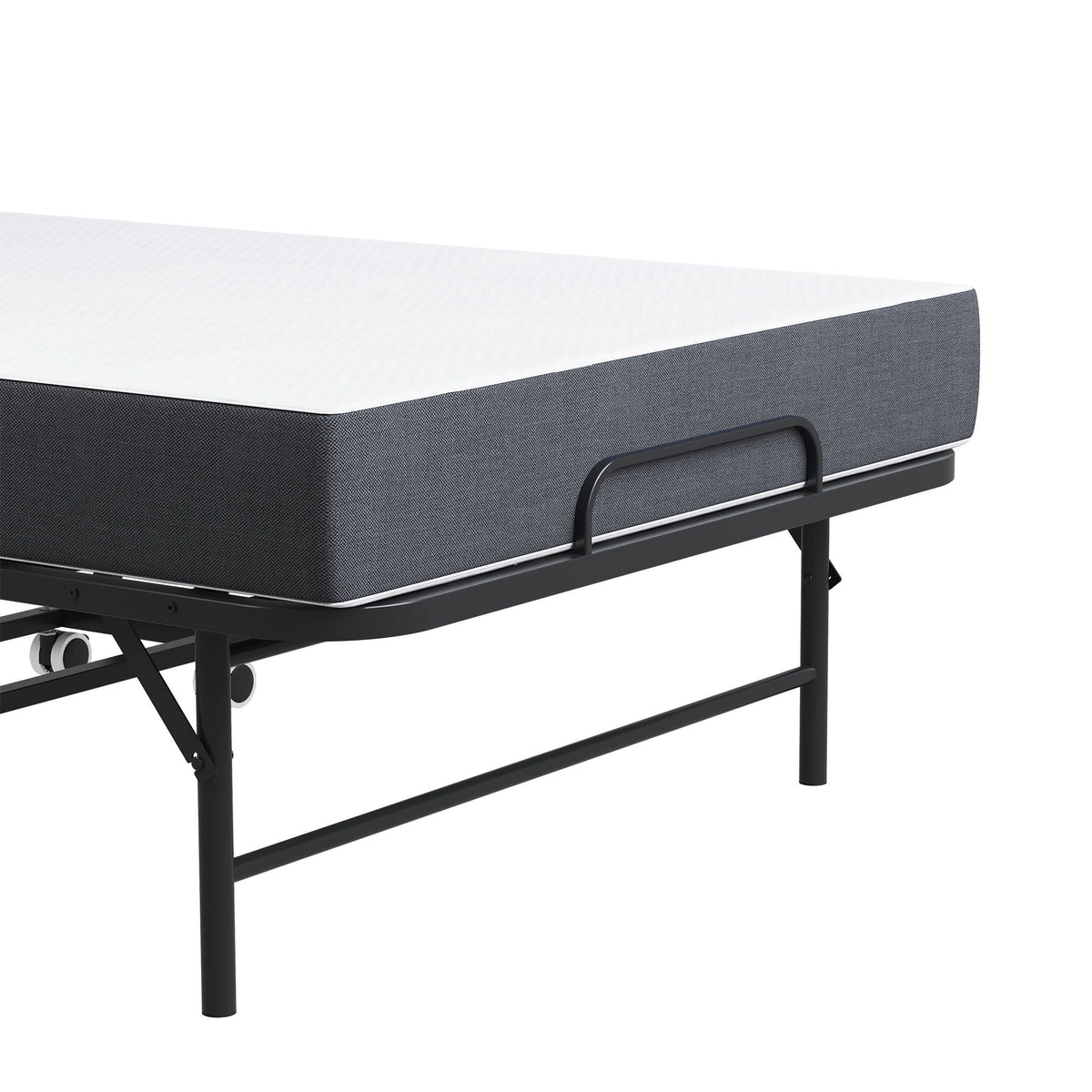 Twin Extra Long Folding Bed for Tall People with Memory Foam Mattress - Black
