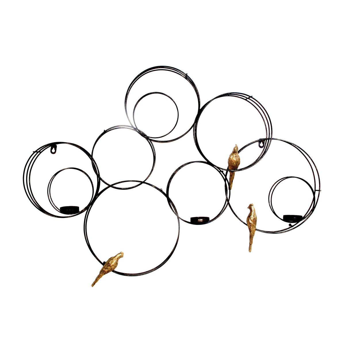 Banyan Birds Wall Accent with Metal Construction - Black and Gold