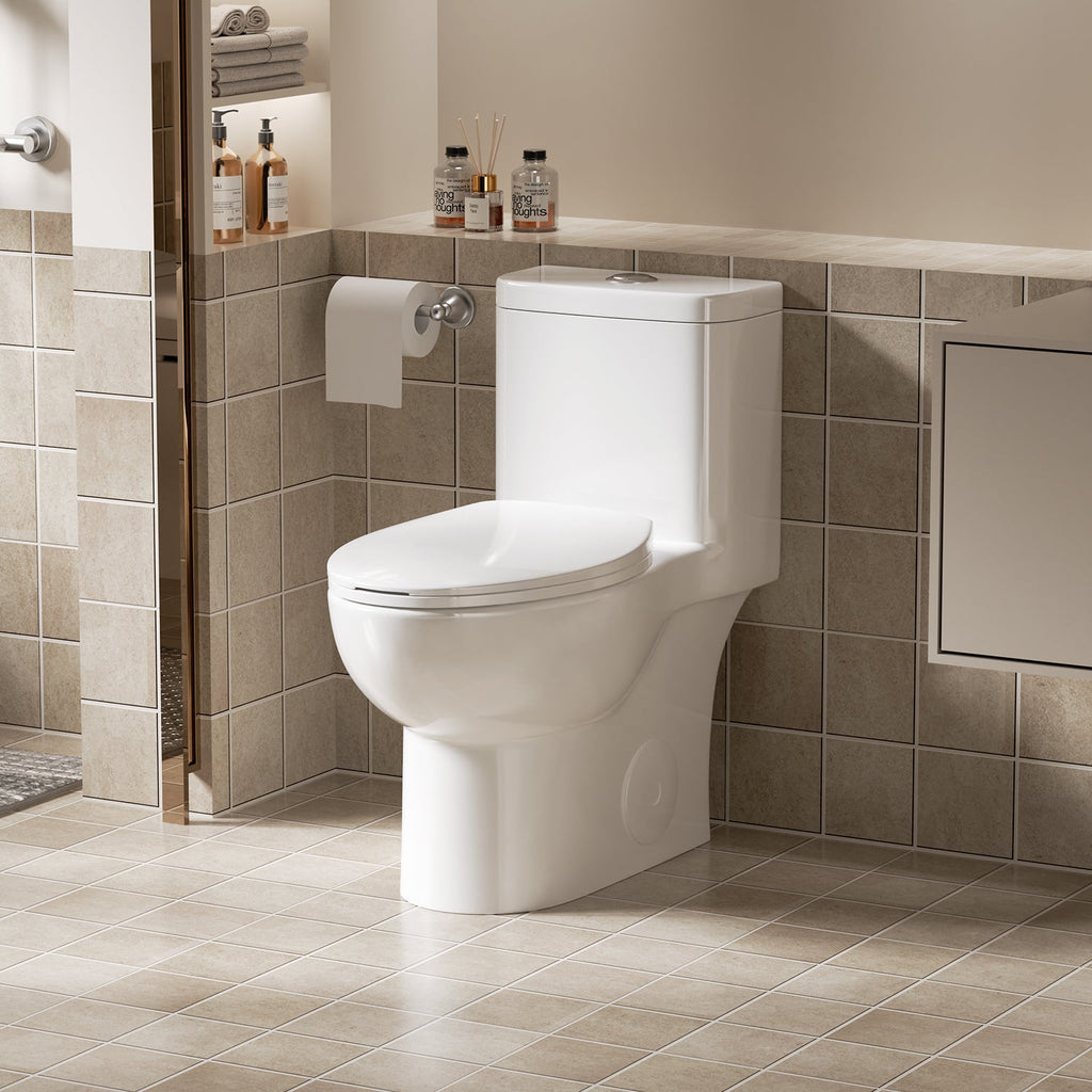 Tornado Flush One-Piece Toilet with Comfort Chair Seat - Gloss White