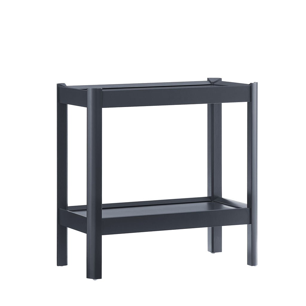 Solid Wood Nightstand with 2 Shelves - Black or White