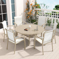 Sandstone 7-Piece Patio Dining Set with Metal Table - Waterproof Seats
