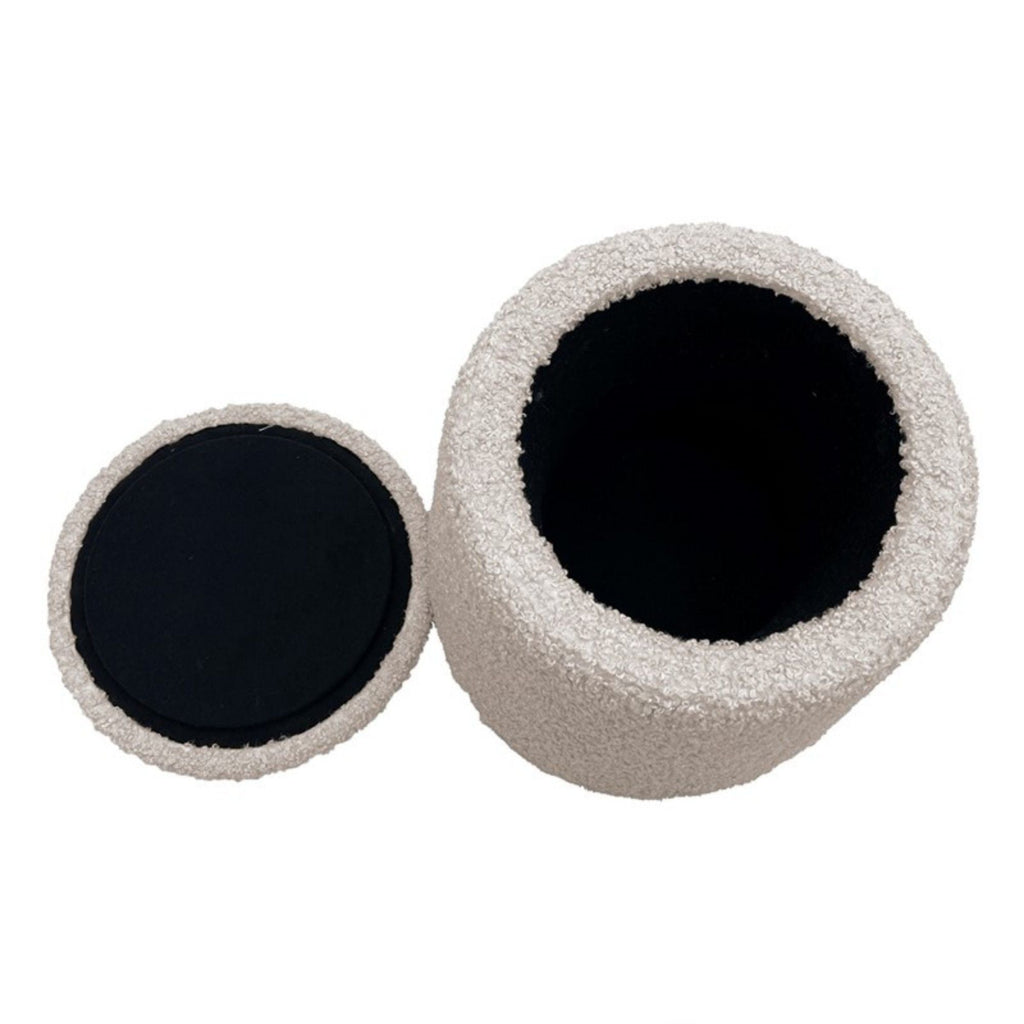 Elegant Round Storage Ottoman with Built-In Storage - Dark Green or Beige